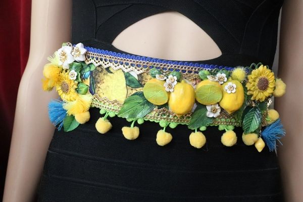 SOLD! 7571 Baroque Runway Sicilian Vivid Lemon Fruit Corset Waist Belt Size S, L, M