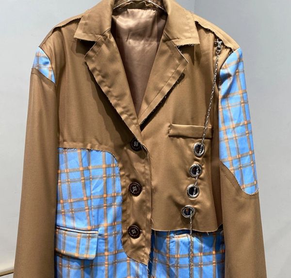 7713 High-End Runway 2020 Oversized Patchwork Single Breasted Blazer