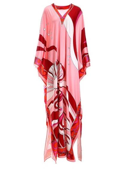 7870 Runway 2020 Geometry Print Abaya Caftan Maxi Dress
