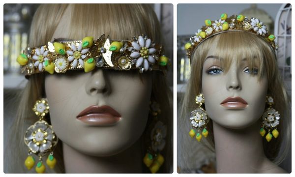 SOLD! 950 Lemon Stunning Flower Rhinestone Butterfly Headband Hairwear