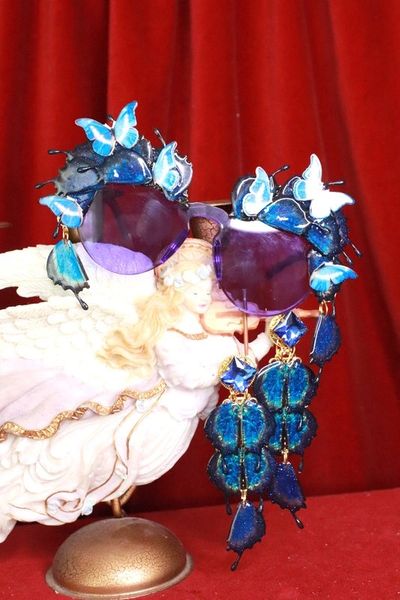 SOLD! 8116 Baroque Butterfly Winged Purple See Through Embellished Sunglasses