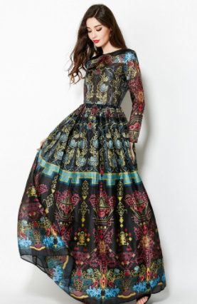 6847 Runway 2020 Baroque Evening Colorful Gaz Gown
