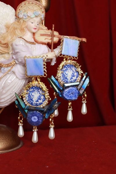 SOLD! 8486 Baroque Genuine Agate Titanium Gemstones Studs Earrings