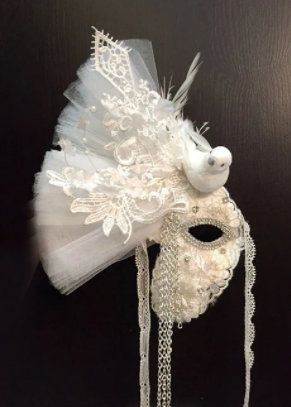 8589 Bridal Performance Dove Bird Lace One Eye Mask