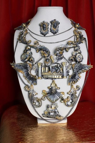 SOLD! 8677 Medieval Art Jewelry 3D Effect Hand Painted 3D Effect Venezia Necklace