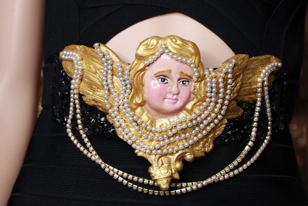 SOLD! 8720 Baroque Cherub Angel Pearl Corset Waist Belt Size S, L, M