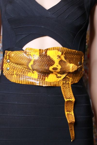 SOLD! 8745 Art Jewelry 3D Effect Genuine Snake Skin Embellished wide Waist Belt size S, M, L