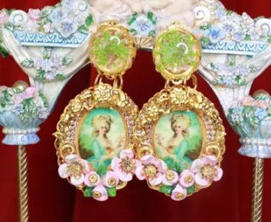 SOLD! 8758 Marie Antoinette Roses Massive Earrings