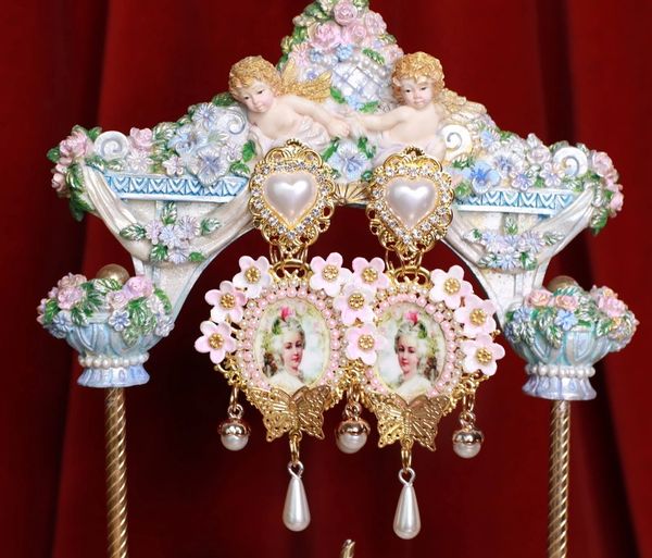 SOLD! 8760 Marie Antoinette Flowers Massive Earrings