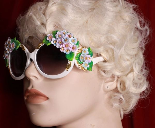 SOLD! 8776 Baroque Lilac Flower Sided Hand Painted Embellished Embellished Sunglasses