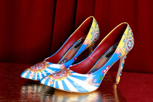 8815 Baroque Colorful Genuine Leather Heels Shoes Size US9