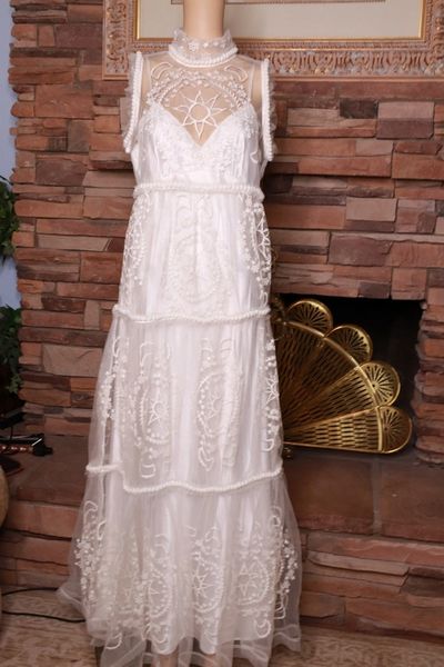 8846 Baroque Heavy Embroidery Sheer Maxi Dress US4-6
