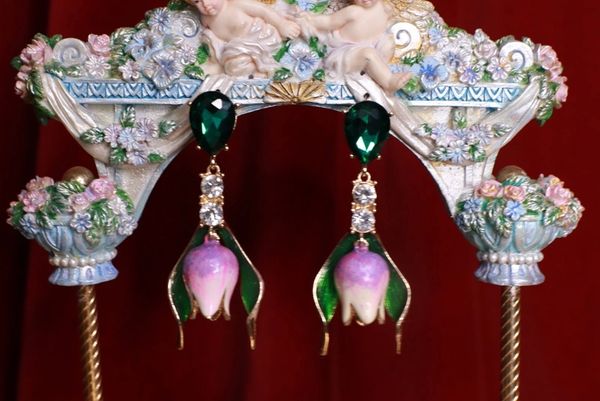 8860 Baroque Enamel Tulip Earrings