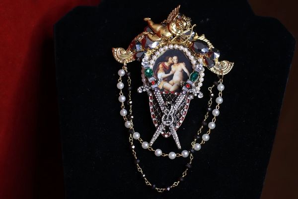 SOLD! 8871 Baroque Classicism Romantic Cupid Huge Stunning Brooch