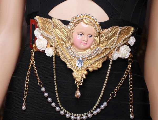 SOLD! 8891 Baroque Cherub Angel Pearl Corset Waist Belt Size S, L, M