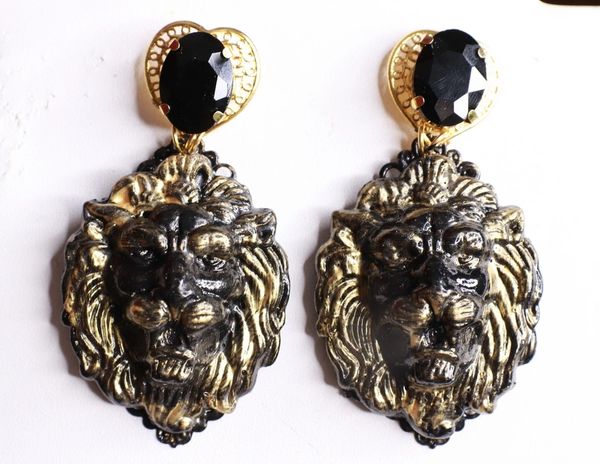 8893 Black Lions Massive Studs Earrings