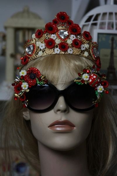 SOLD! 1021 Poppy Crystal Ladybug Daisy Fancy Embellished Fancy Shades Sunglasses Eye Wear