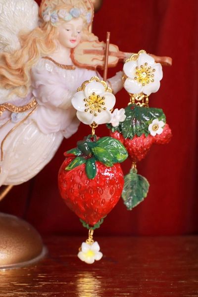 8923 Baroque Huge Strawberry Irregular Hand Painted Studs Earrings