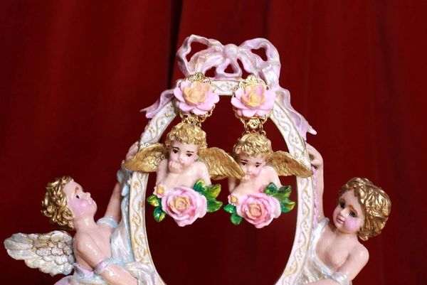 8946 Baroque Cherubs Angels Roses Studs Earrings