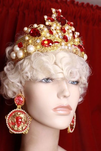 8972 Emperor Red French Liberty Exaggerated Light Weight Theatre Earrings