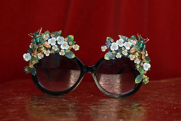 SOLD! 8984 Baroque Flowers Bees Embellished Sunglasses