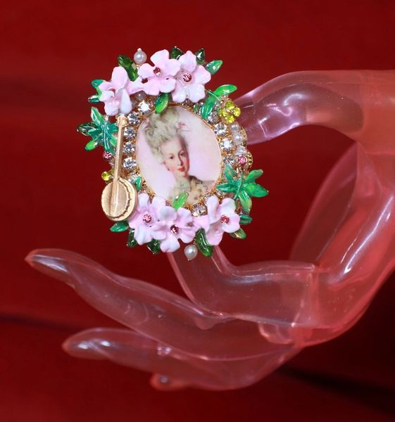 9015 Young Marie Antoinette Pink Flowers Adjustable Cocktail Ring
