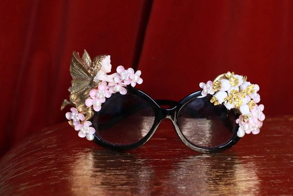 SOLD! 9037 Baroque Enamel Fairy Flower Blossom Hand Painted Embellished Sunglasses