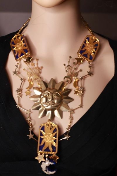 SOLD! 9090 Set Of Baroque Celestial Sun Moon Necklace+ Earrings