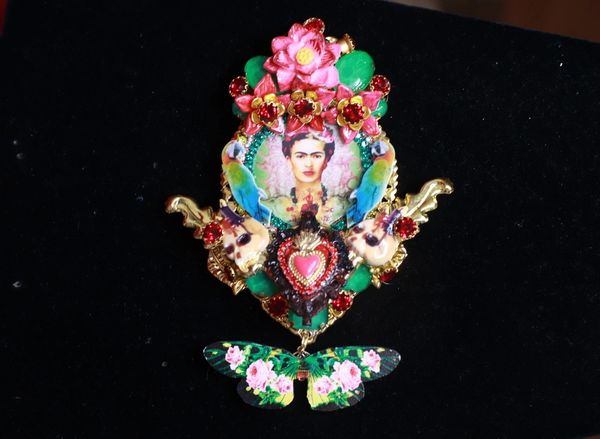 SOLD! 9116 Frida Kahlo Lily Sacred Heart Huge Brooch