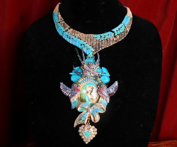 SOLD! 9117 Marie Antoinette Aqua Bow Pearl Massive Necklace