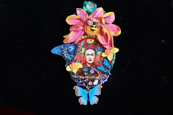 SOLD! 9121 Frida Kahlo Large Flower Huge Brooch