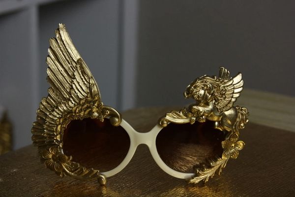 SOLD!1039 Embellished Pegasus Gold Wing Rose Fancy Eyewear Sunglasses