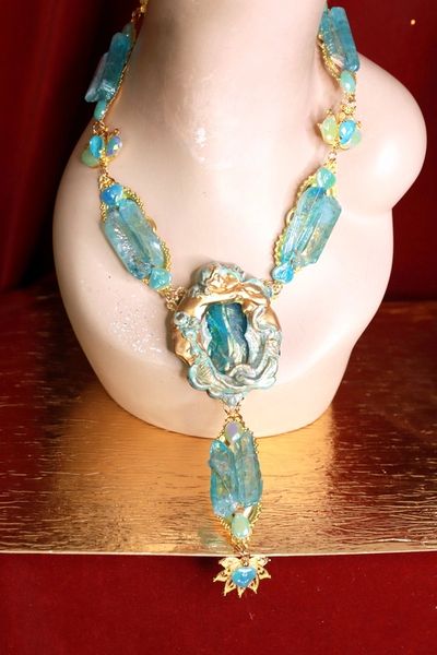 SOLD! 9148 Genuine Tourmaline Rainbow Gemstones Kissing Mermaids Massive Necklace