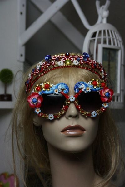 SOLD! 1042 Hand Painted Designer Inspired Embellished Fancy Sunglasses
