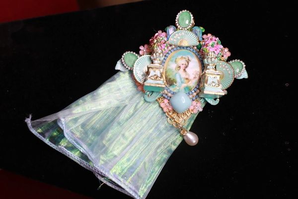 SOLD! 9174 Young Marie Antoinette Aqua Huge Brooch