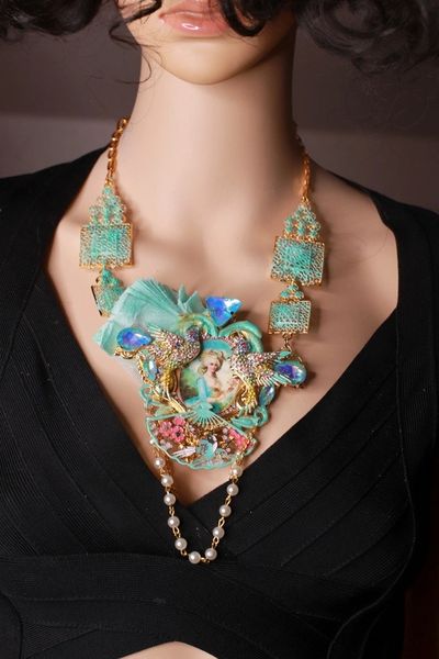 SOLD! 9178 Marie Antoinette Aqua Garden Massive Necklace