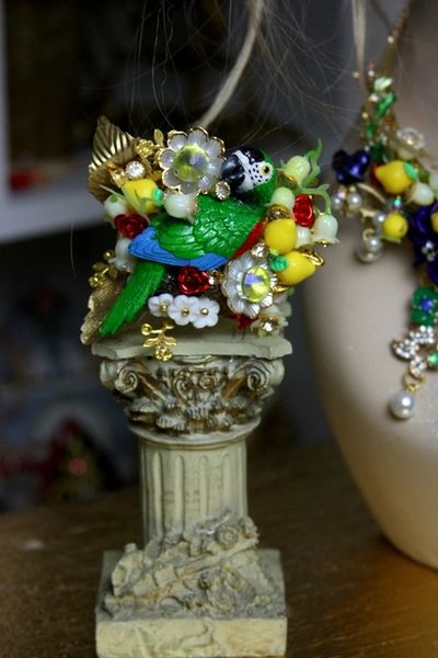 SOLD! 1047 3D Effect Vivid Parrot Crystal Flower Cuff Bracelet Bangle
