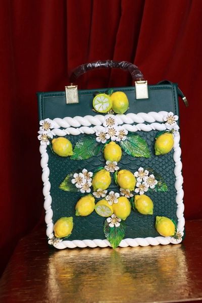 9229 Baroque Sicilian Lemon PU Leather Tote Handbag