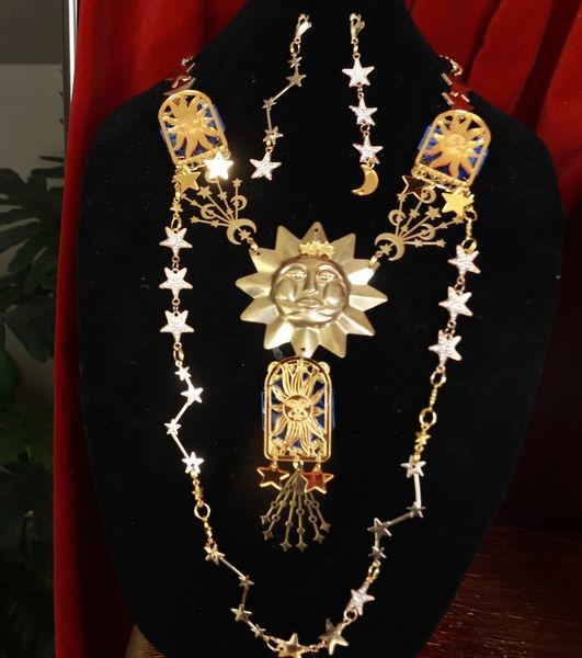 SOLD! 9231 Set Of Baroque Celestial Sun Moon Necklace+ Earrings