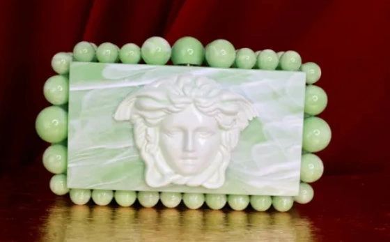 9230 Baroque Mint Mythological Head Bubbles Clutch