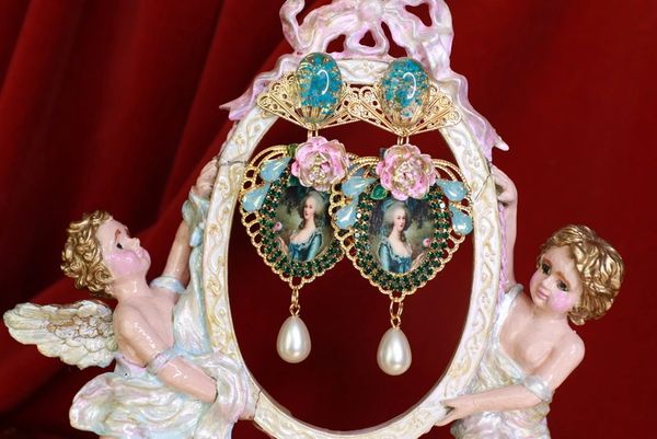 SOLD! 9248 Dark Marie Antoinette Pale Pink Earrings