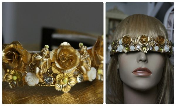 SOLD! 1050 Cherub BAroque Metal Flower Headband