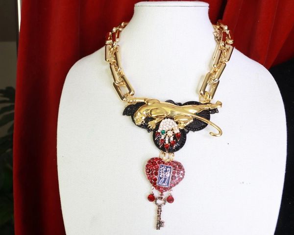 SOLD! 9255 Baroque Chained Leopard Massive Necklace