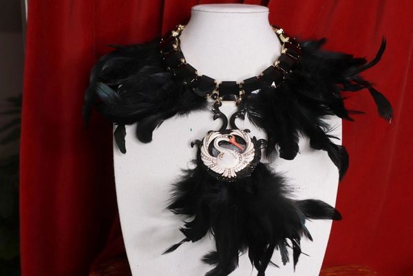 SOLD! 9261 Art Deco Genuine Feather Swan Collar Necklace