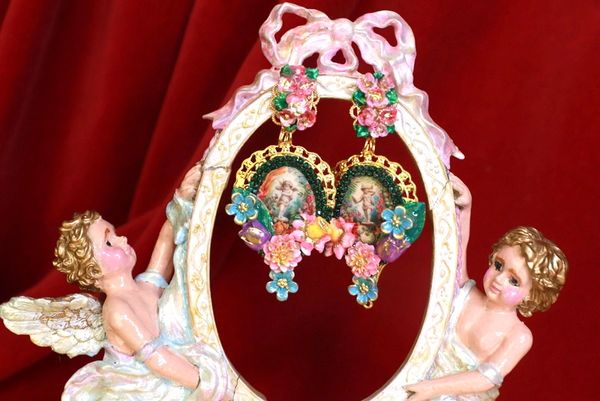 SOLD! 9264 Baroque Cherubs Angels Cameo Earrings Studs