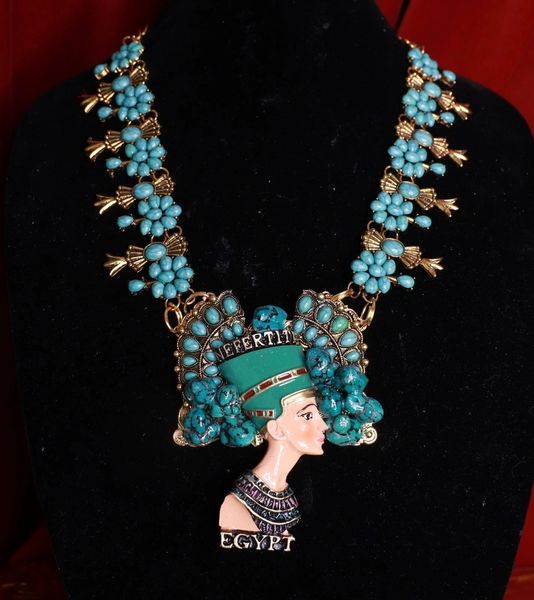 SOLD! 9268 Egyptian Revival Cleopatra Genuine Turquoise Necklace