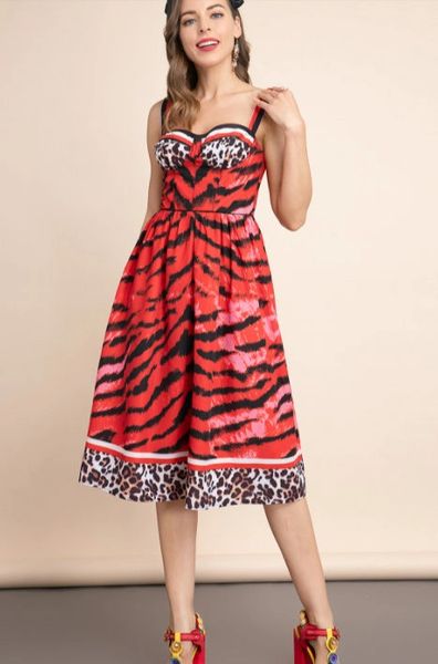 9279 Runway 2022 Leopard Tiger Print New Look Dress