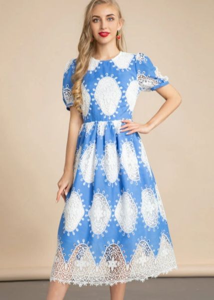 9281 Runway 2022 Embroidery Blue New Look Dress