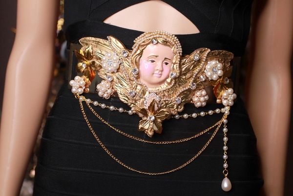 9298 Baroque Cherub Angel Pearl Corset Waist Belt Size S, L, M
