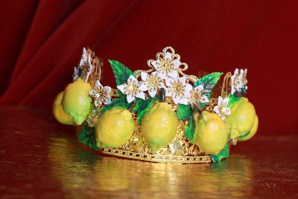 9317 Vivid Sicilian Lemon Fruit Baroque Headband Crown